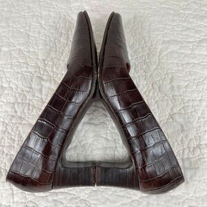 Lauren Ralph Lauren Dark Brown Croc-Embossed Leather Heels